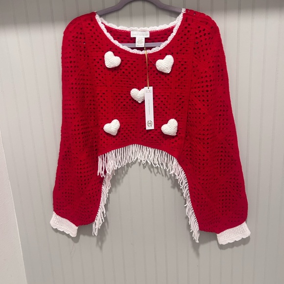 House of Harlow 1960 Sweaters - House of Harlow 1960 Red Sweater with White Hearts